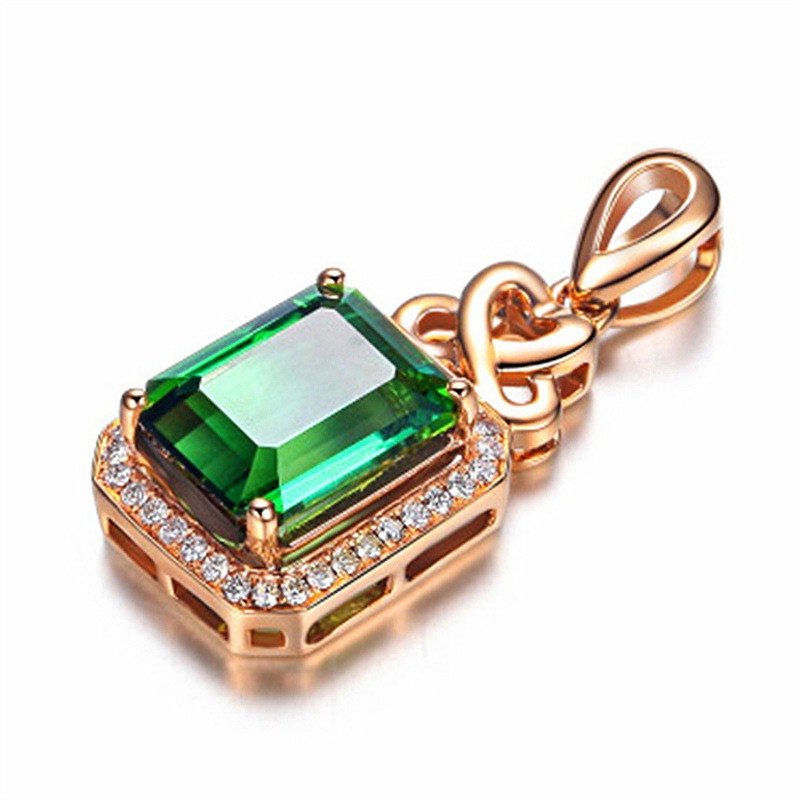 Mặt Dây Chuyền Mạ Bạc Đính Đá Tourmaline Nhiều Màu Sắc