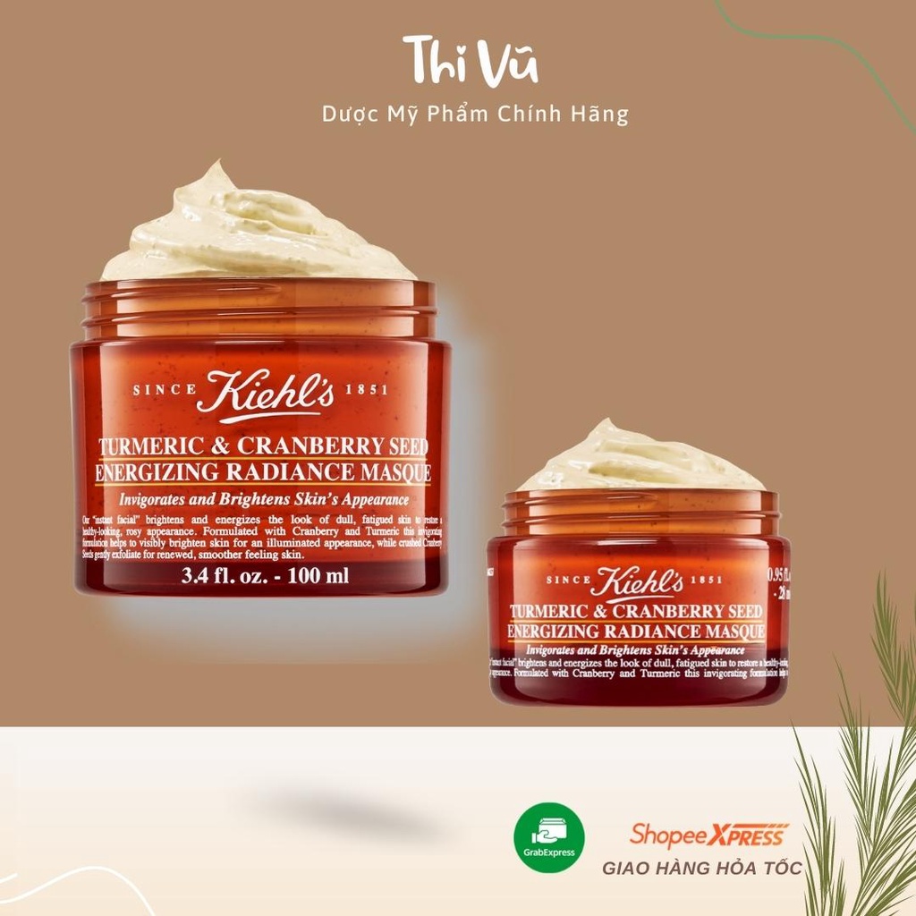 Mặt nạ nghệ Kiehls Tumeric &amp; Cranberry Seed Energizing Radiance Masque sáng da mờ thâm - Thi Vũ