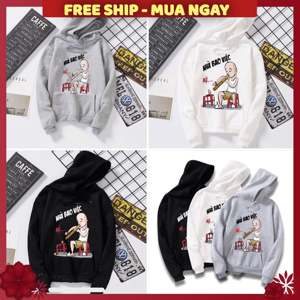 ÁO HOODIE NAM ❤️FREESHIP❤️ áo khoác NAM NỮ VẢI NỈ NHIỀU MÀU ( NHÀ BAO VIỆC )  FREE SIZE DƯỚI 65KG | BigBuy360 - bigbuy360.vn