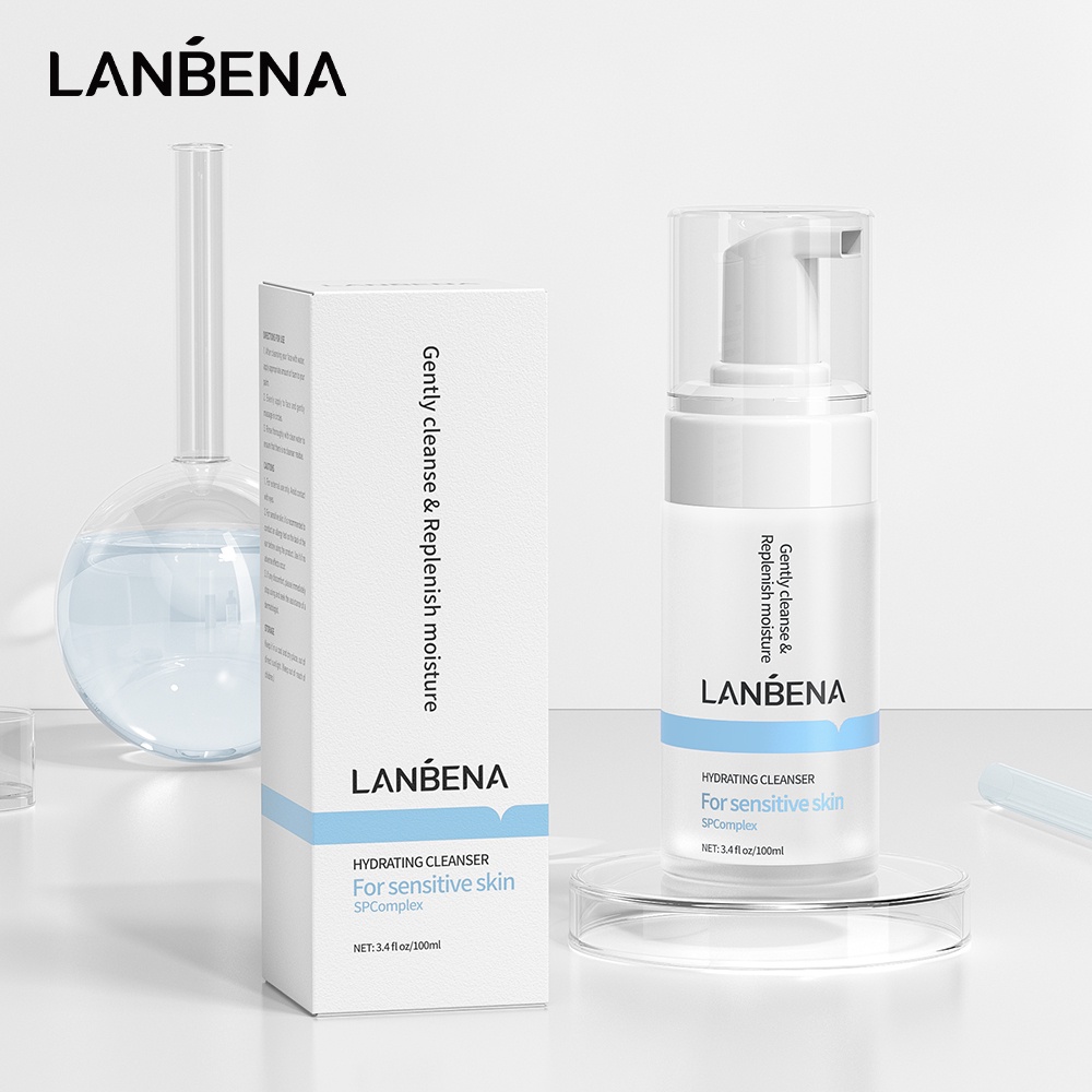 Sữa rửa mặt Lanbena 100ml chứa Axit Hyaluronic tạo bọt dưỡng ẩm chăm sóc da