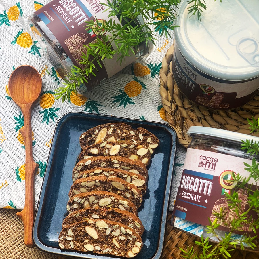 Bánh biscotti nguyên cám CACAOMI siêu hạt dinh dưỡng, ăn vặt healthy, ăn kiêng giảm cân Eat Clean (25g-200g)