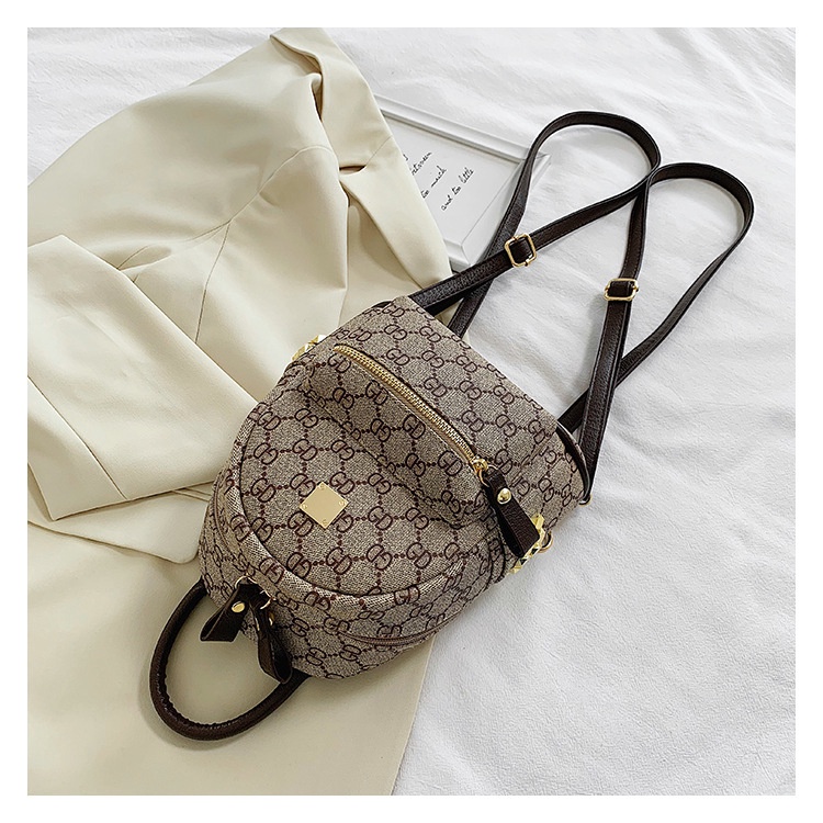 Balo da nữ mini họa tiết monogram thời trang vintage cao cấp đi học đi chơi A802-2