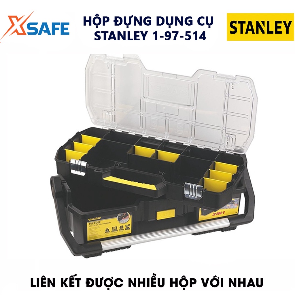 Hộp dụng cụ nhựa 24&quot; STANLEY 1-97-514 có khay đựng phụ kiện, kích thước 680x350x260 [chính hãng][xsafe]
