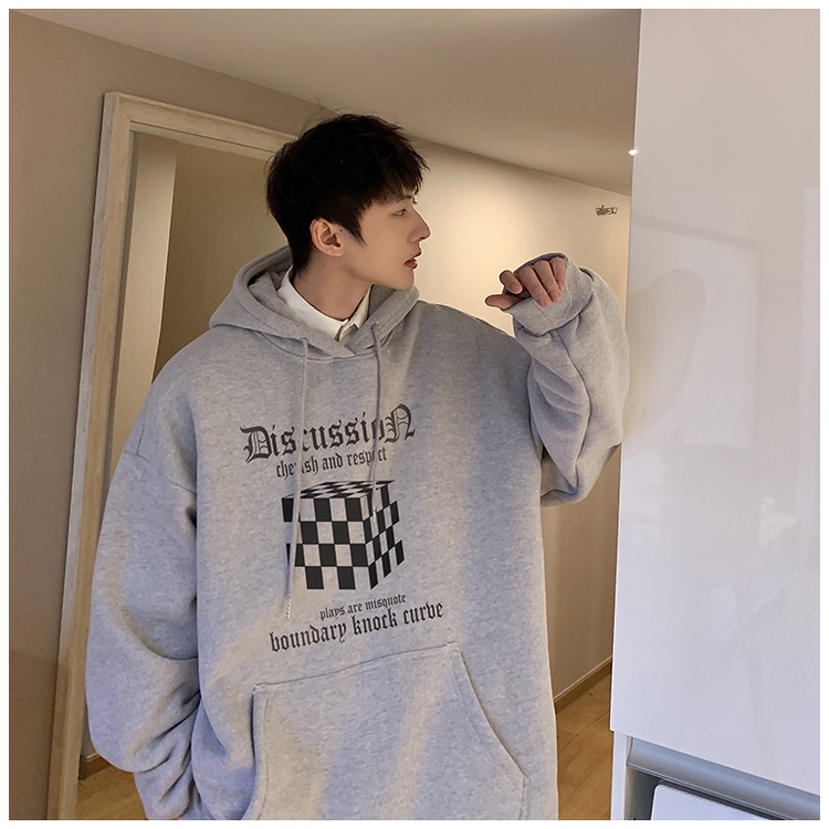 Ifnicefuture Áo hoodie Tay Dài Dáng Rộng In Họa Tiết Đơn Giản Phong Cách Hong Kong Hàng Mới Bán Chạy Thời Trang Thường Ngày
