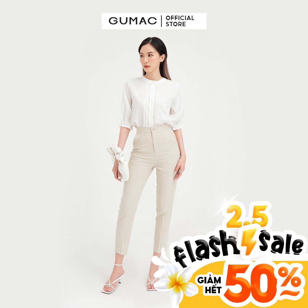 [Mã WABRGU100 giảm 15% đơn 249K tối đa 100k] Áo sơ mi nữ cổ trụ GUMAC đồ công sở thanh lịch AB492