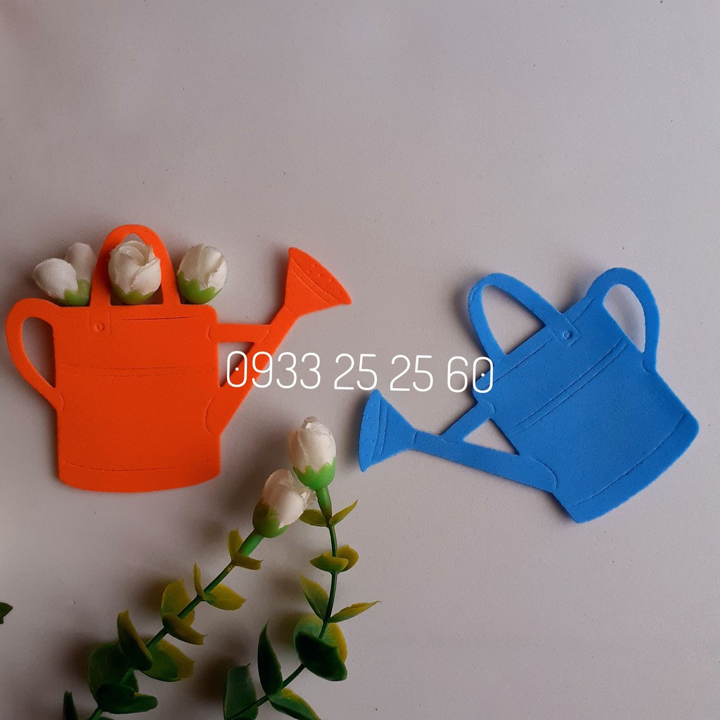 4 bình hoa / bình tưới nước bằng giấy xốp, 9x7cm - Hình trang trí thiệp, phong thư, bưu thiếp, bao lì xì- khuôn cắt