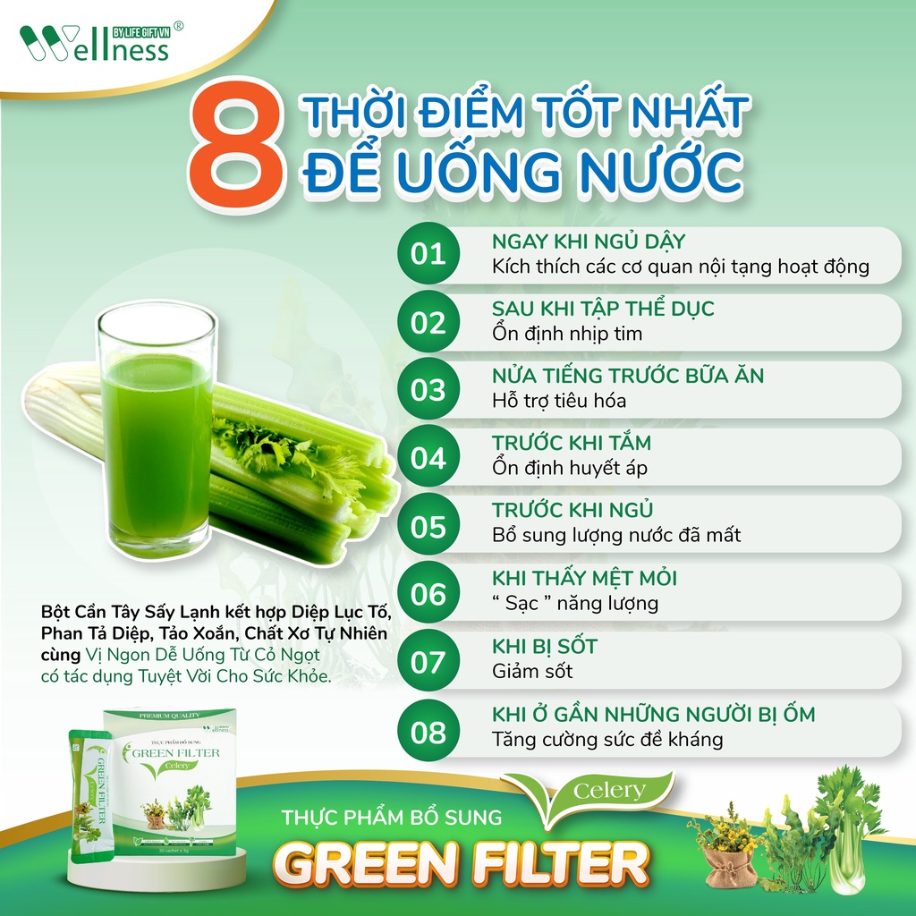 Thực Phẩm Bổ Sung Bột Cần Tây Sấy Lạnh Diệp Lục Green Filter Celery