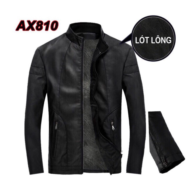 Áo Khoác da nam lót lông cara chuẩn phong cách Hàn quốc AX810 (đen) hàng vnxk