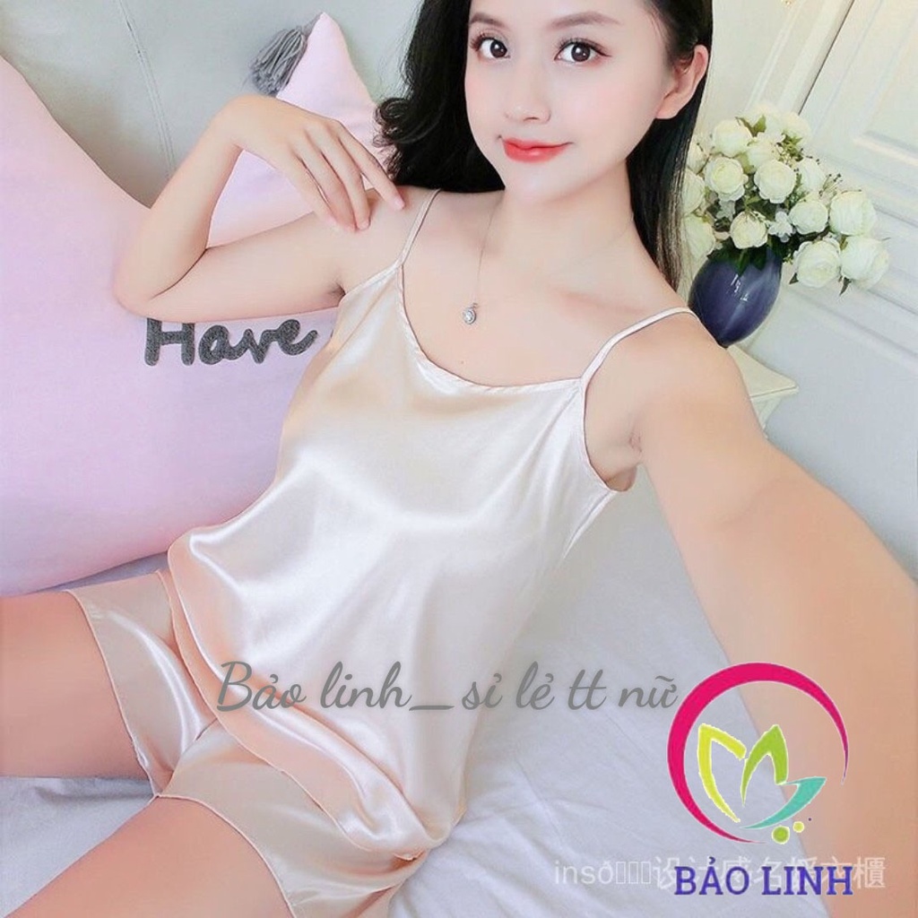 Bộ Ngủ 2 Dây Lụa Sexy Cao Cấp Chất Satin Set Bô Đồ Mặc Nhà Thoải Mái Mát Mẻ Cho Phái Đẹp