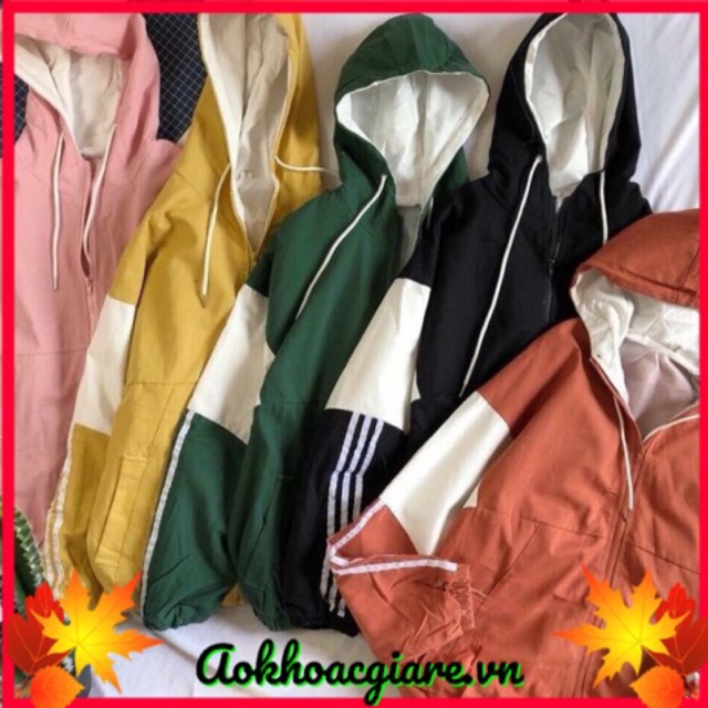 Áo khoác dù nữ in chữ phối màu tay Nihe