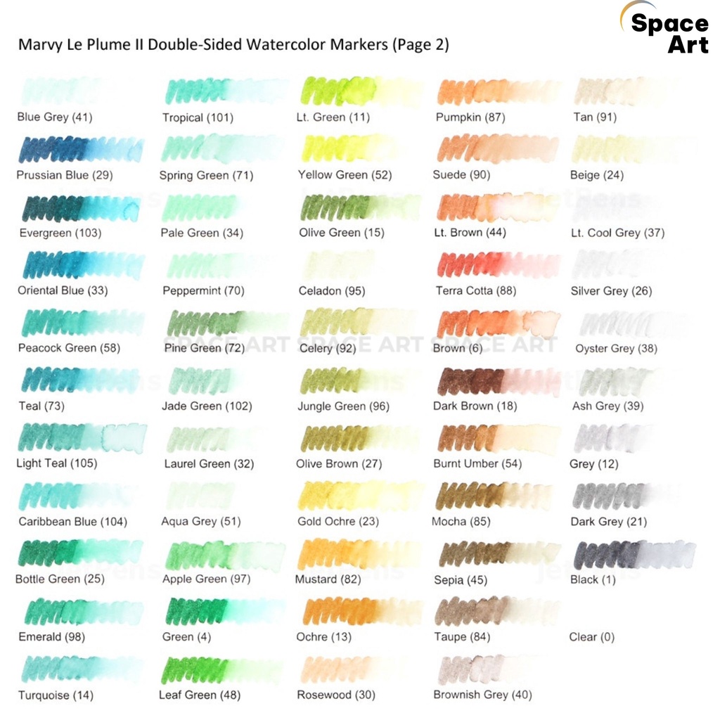 Bút MARKER màu nước MARVY LE PLUME II 1122 double-side Tone xanh lá, xanh dương