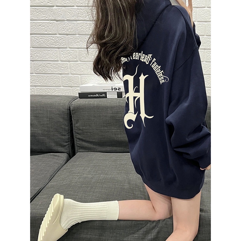NRVP Áo Khoác Hoodie Tay Dài Dáng Rộng In Họa Tiết Phong Cách Hàn Quốc Dành Cho Nam Nữ