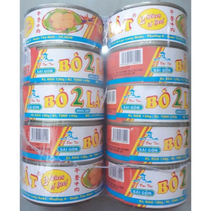 Lốc 10 hộp Bò 2 lát Đại Tài 140g