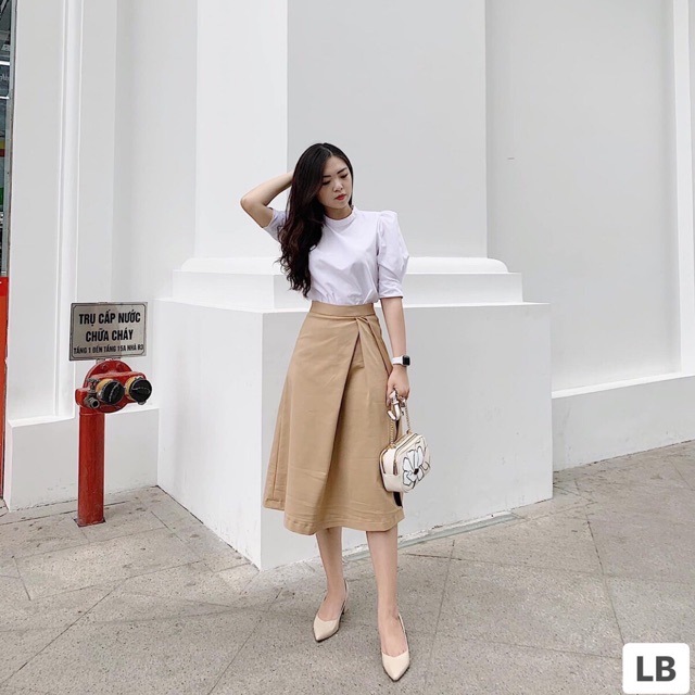 Chân váy midi vạt chéo (có cả set)