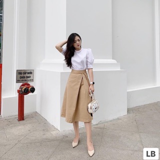 Chân váy midi vạt chéo (có cả set)