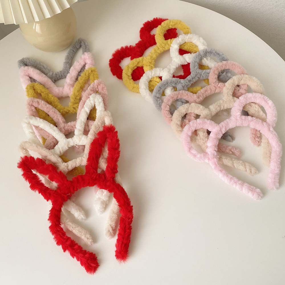 Cài tóc tai thỏ hoạt hình bằng lông nhung nhiều màu độc đáo phong cách Hàn Quốc cho bé