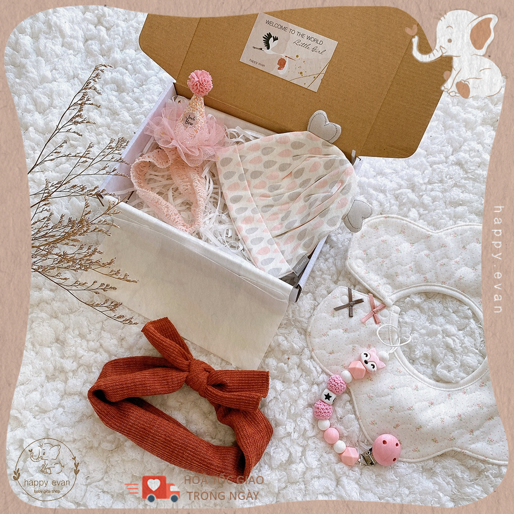 🅷.🄴🅅🄰🄽 Nón vải cotton 2 lớp cao cấp, chính hãng Heerte, cho bé sơ sinh 0-3 tháng.