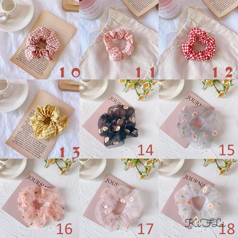 Dây buộc tóc kẻ sọc ca rô nhiều màu lựa chọn thời trang