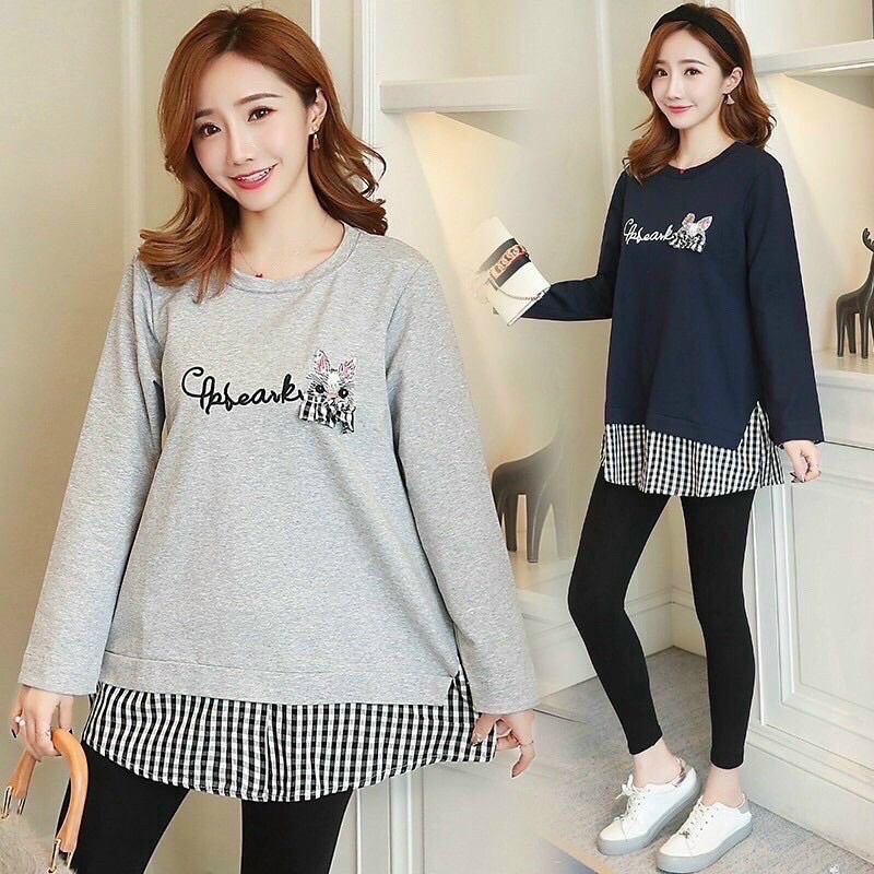 Áo Bầu Nỉ Da Cá Thêu Chuột Xinh Xinh