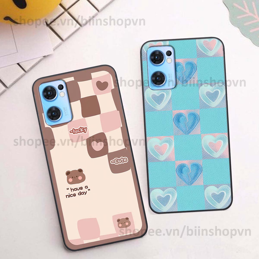 Ốp Oppo Reno7 / Reno7 Z 5G / Reno 7 caro trái tim nhiều màu sắc, đầy cá tính, khẳng định phong cách