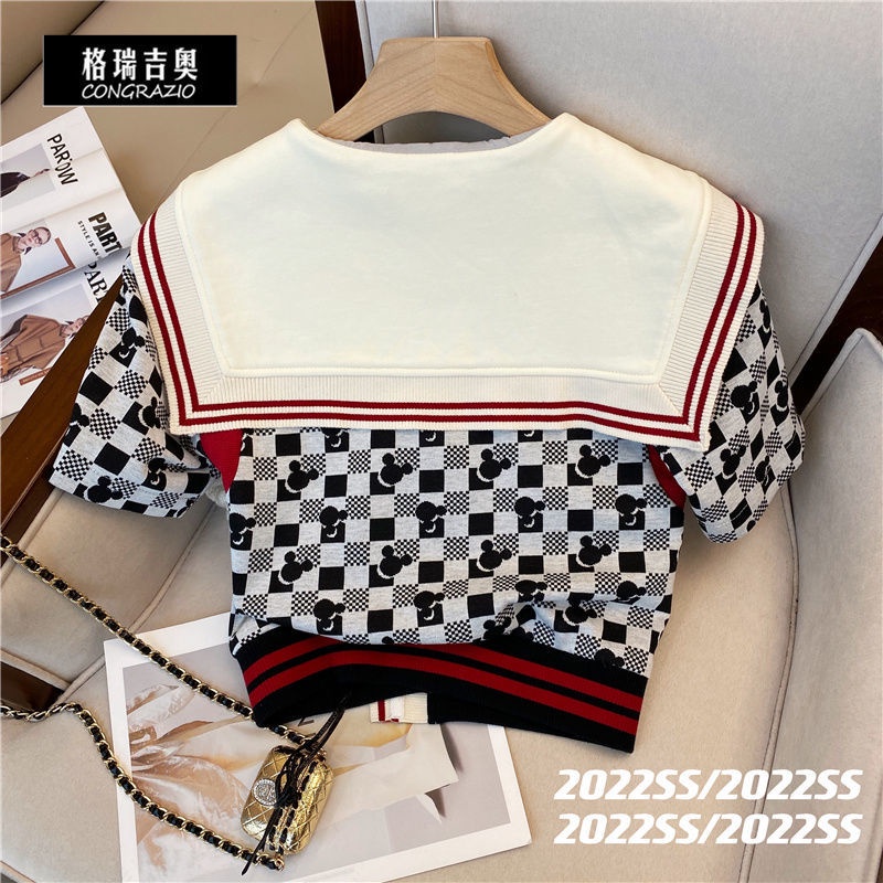 Bộ Áo Thun Ngắn Tay + Quần Short Ống Rộng Thời Trang Mùa Hè 2022 Cho Nữ