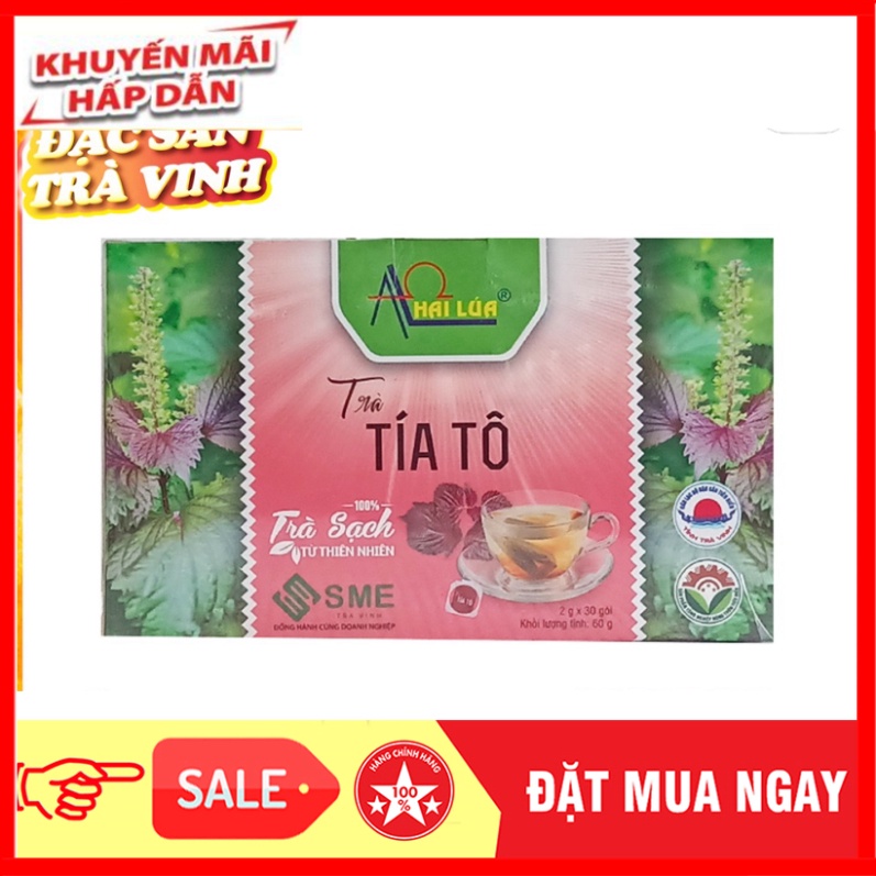 Hộp 30 gói Trà Tía Tô túi lọc Hai Lúa 60g