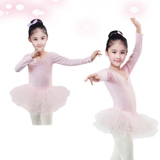 Đầm múa ballet tay dài dáng xòe thời trang cho bé gái