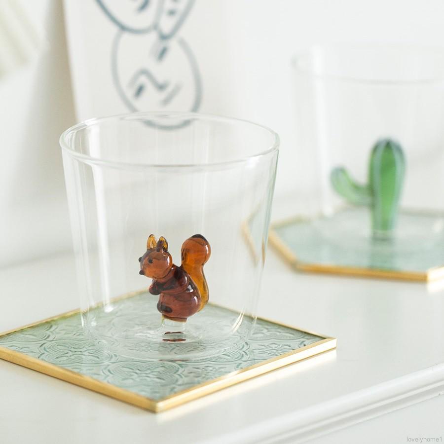 Cốc thủy tinh borosilicate in hình động vật 3D dùng khi uống nước ép/ cà phê/ bia/ sữa dùng trong văn phòng và nhà hàng