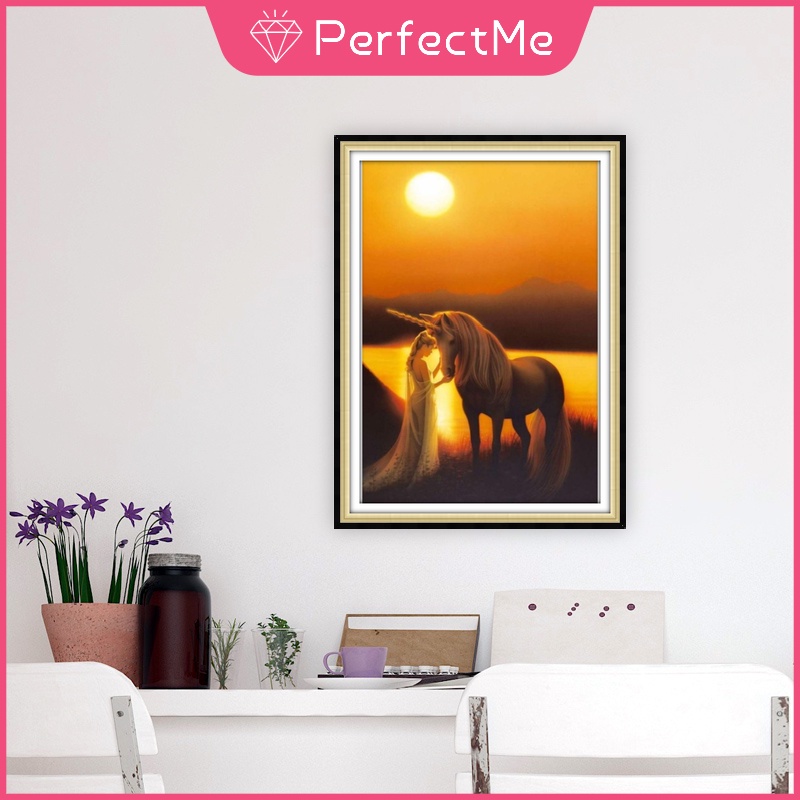 Bộ tranh đính đá 5d họa tiết chú ngựa độc đáo kích thước 30x40 DIY dùng trang trí nhà cửa