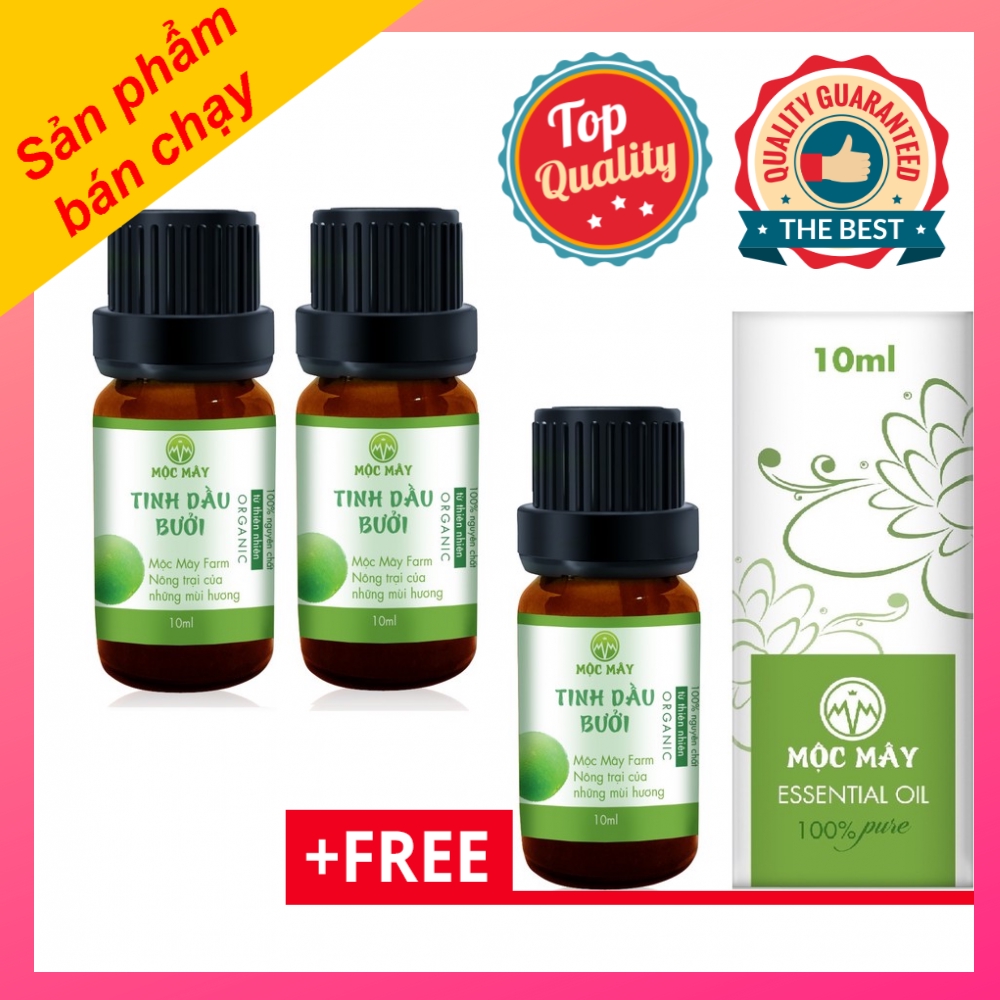 Combo 2 tinh dầu bưởi da xanh Mộc Mây 10ml  - Tặng 1 tinh dầu bưởi da xanh Mộc Mây 10ml chất lượng vượt trội