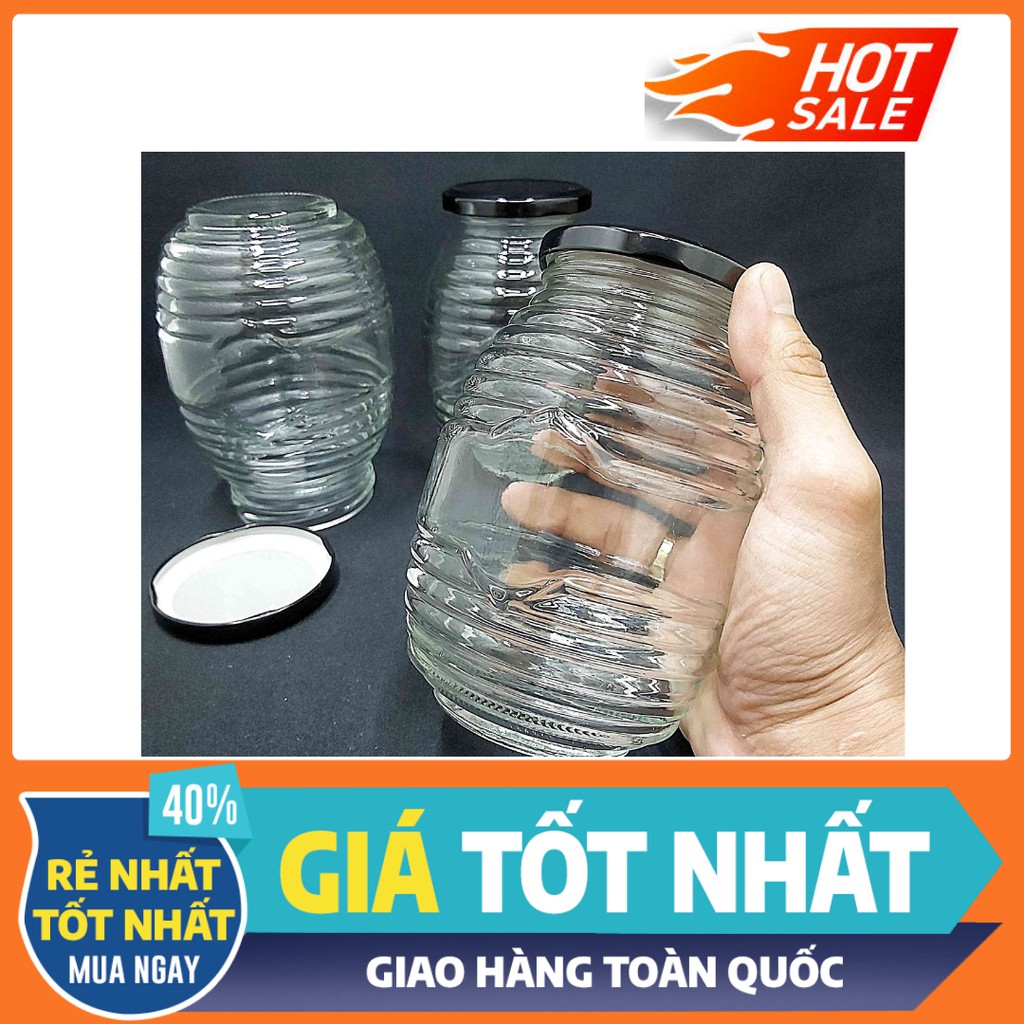 Hũ Thủy Tinh Nắp Thiếc Đựng Gia Vị, MỨT, CHƯNG YẾN , MẬT ONG , LÀM SỮA CHUA  350ML