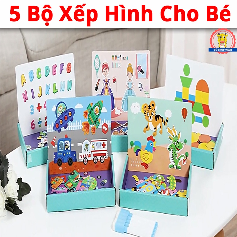 Đồ chơi xếp hình cho bé, ghép hình thông minh trí tuệ trẻ em giúp phát triển trí sáng tạo ( 5 bộ )