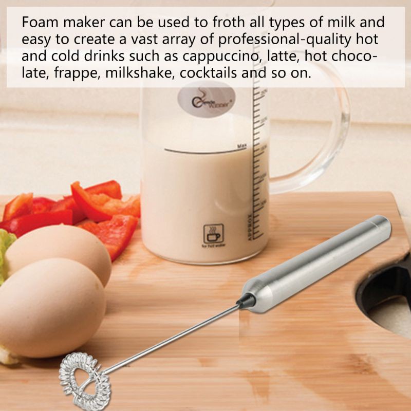 SPMH Stainless Steel Milk Frother Electric Handheld Mixer Blender Milk Foamer Maker For Coffee Latte Cappuccino