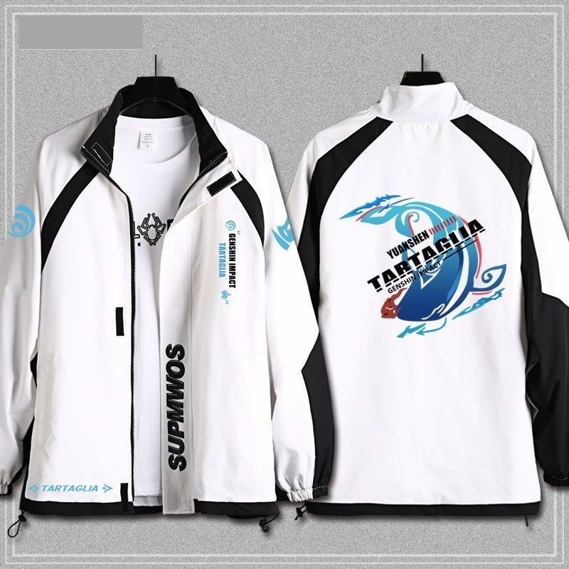 Genshin Va Chạm Tartaglia Áo Khoác sweater Cổ Đứng Hình Đôi Mắt Thần Cho Thanh Thiếu Niên Nam Và Nữ