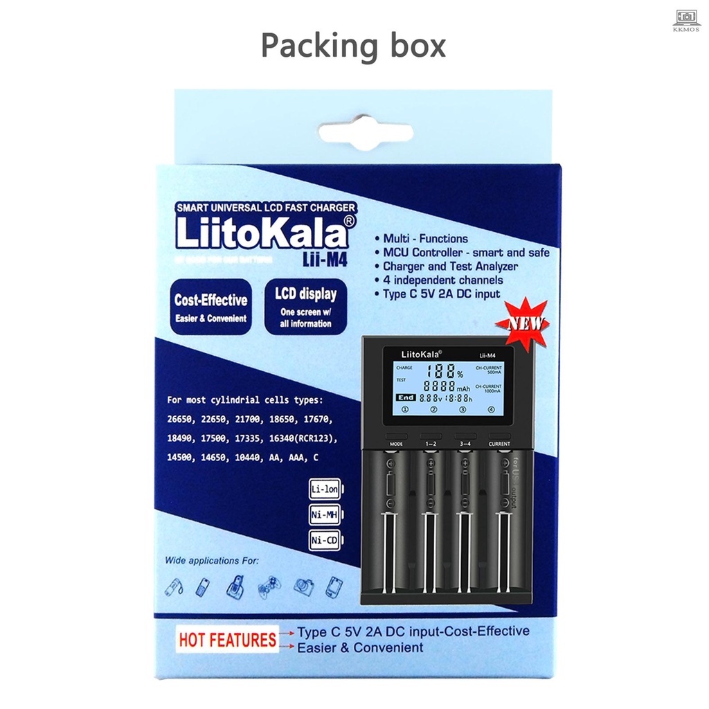 Liitokala LII-M4 4 Ngăn Cho Pin 18650 26650 14500 AA AAA Lithium NiMH