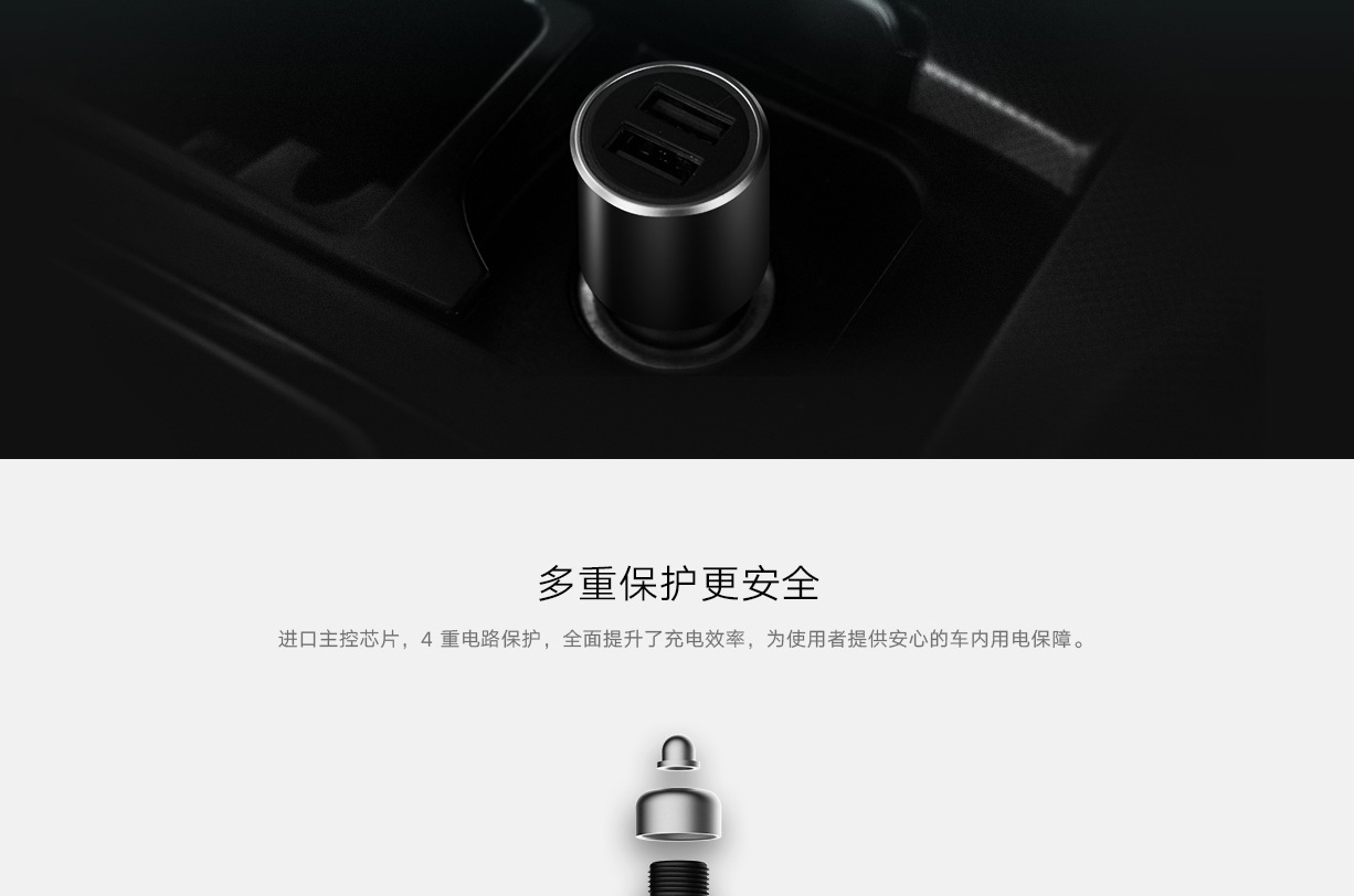 Củ sạc oto ô tô Xiaomi - 2 USB