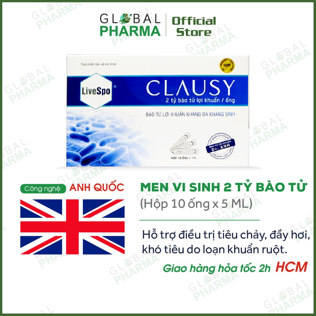 [CÔNG NGHỆ ANH QUỐC] Men Vi Sinh ưu việt, hỗ trợ tiêu hoá, đầy hơi, khó tiêu LIVESPO CLAUSY (Hộp 10 ống)