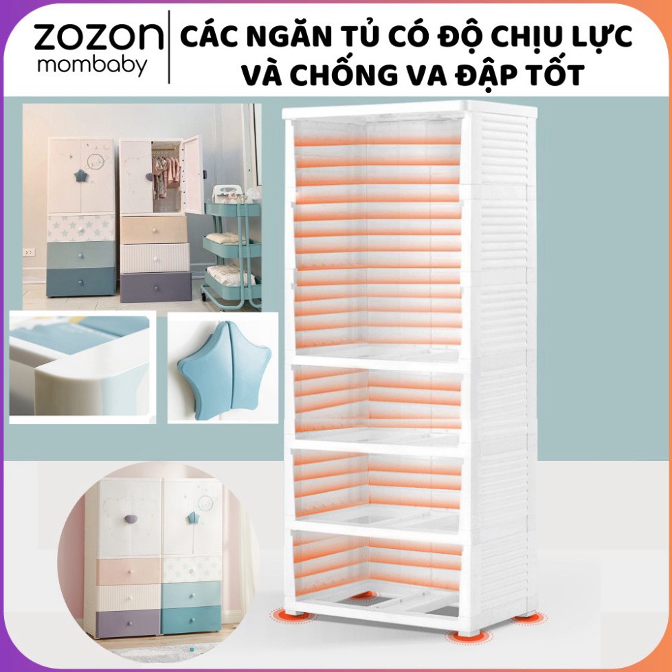 [ DEAL SỐC] Tủ nhựa cho bé Kub 4 tầng đựng quần áo trẻ em, đồ sơ sinh, tủ đầu giường, mẫu thiết kế Hàn Quốc "