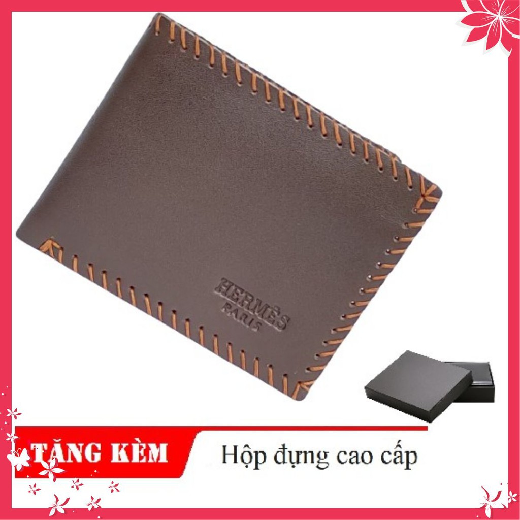 Ví Nam Khâu Viền Da Bò Kiểu Ngang - Bóp Da Nam Đẹp Handmade May Thủ Công Tặng Kèm Hộp Cao Cấp | KHAUVIEN sarab8