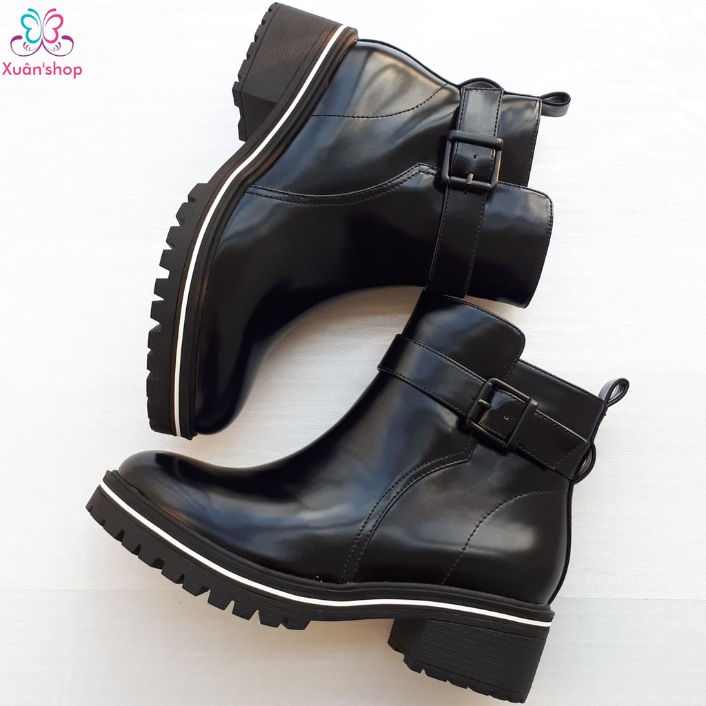 Boot Daphne da trơn bóng, đế cao 5cm (size 36-230)