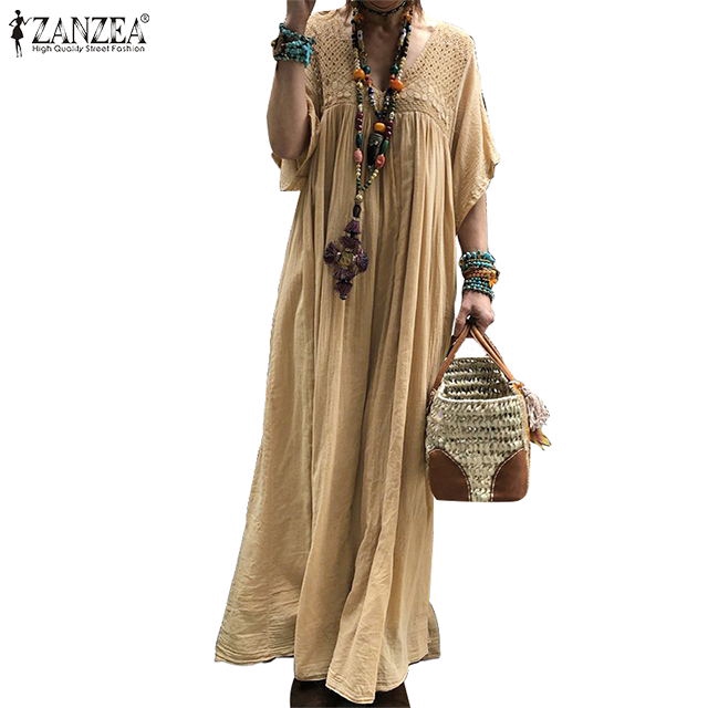 Đầm Maxi ZANZEA Đan Dệt Thời Trang Dành Cho Nữ