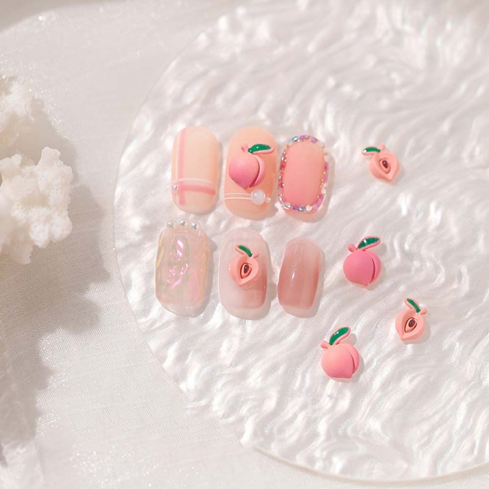 [Hàng mới về] Bộ 10 phụ kiện trang trí móng tay nghệ thuật hình trái cây hoa trái tim 3D nhiều màu sắc đáng yêu