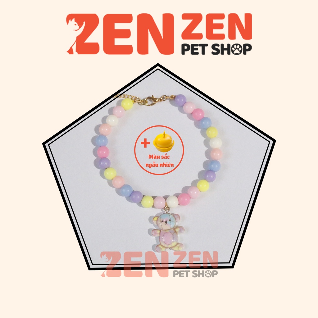 Vòng cổ cho chó mèo - Hạt chuỗi màu Pastel có Charm siêu dễ thương - tặng kèm chuông - Zen Zen Pet Shop