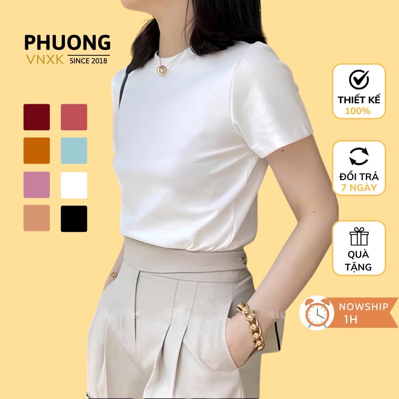 Áo phông nữ__Áo phông cổ tròn chất cotton borip dày dặn - đanh mịn hàng VNXK đủ size 40-62kg
