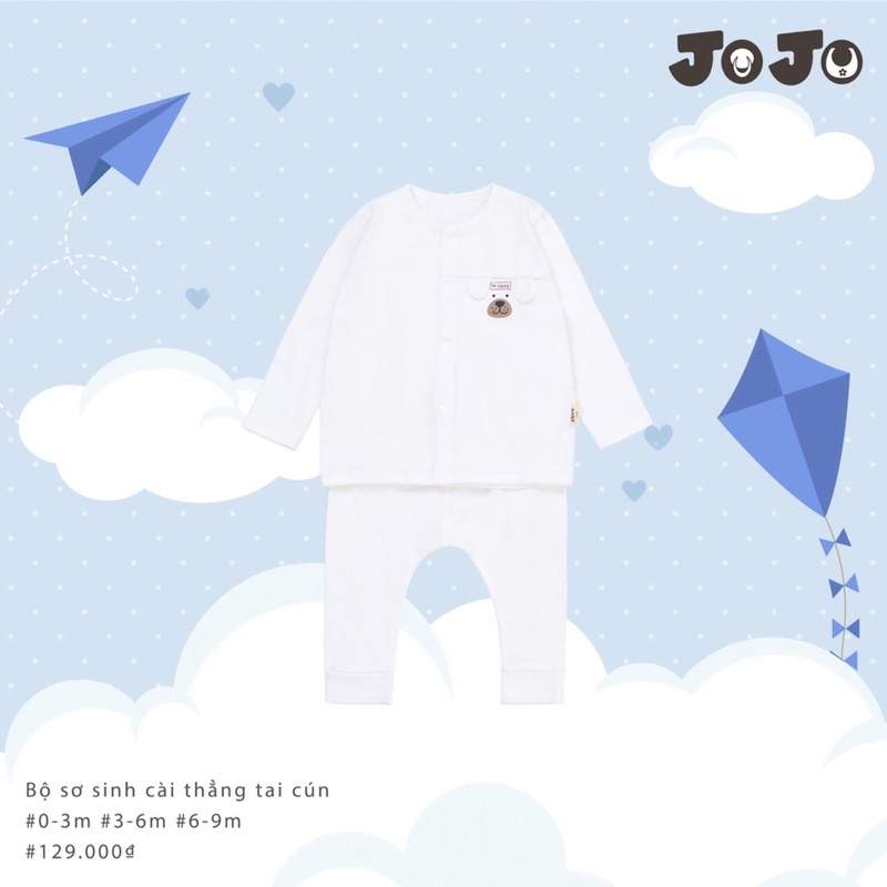 Joyo - Bộ sơ sinh dài cài thẳng tai cún JY0369 (phom nhỏ, xem bảng size phần mô tả)