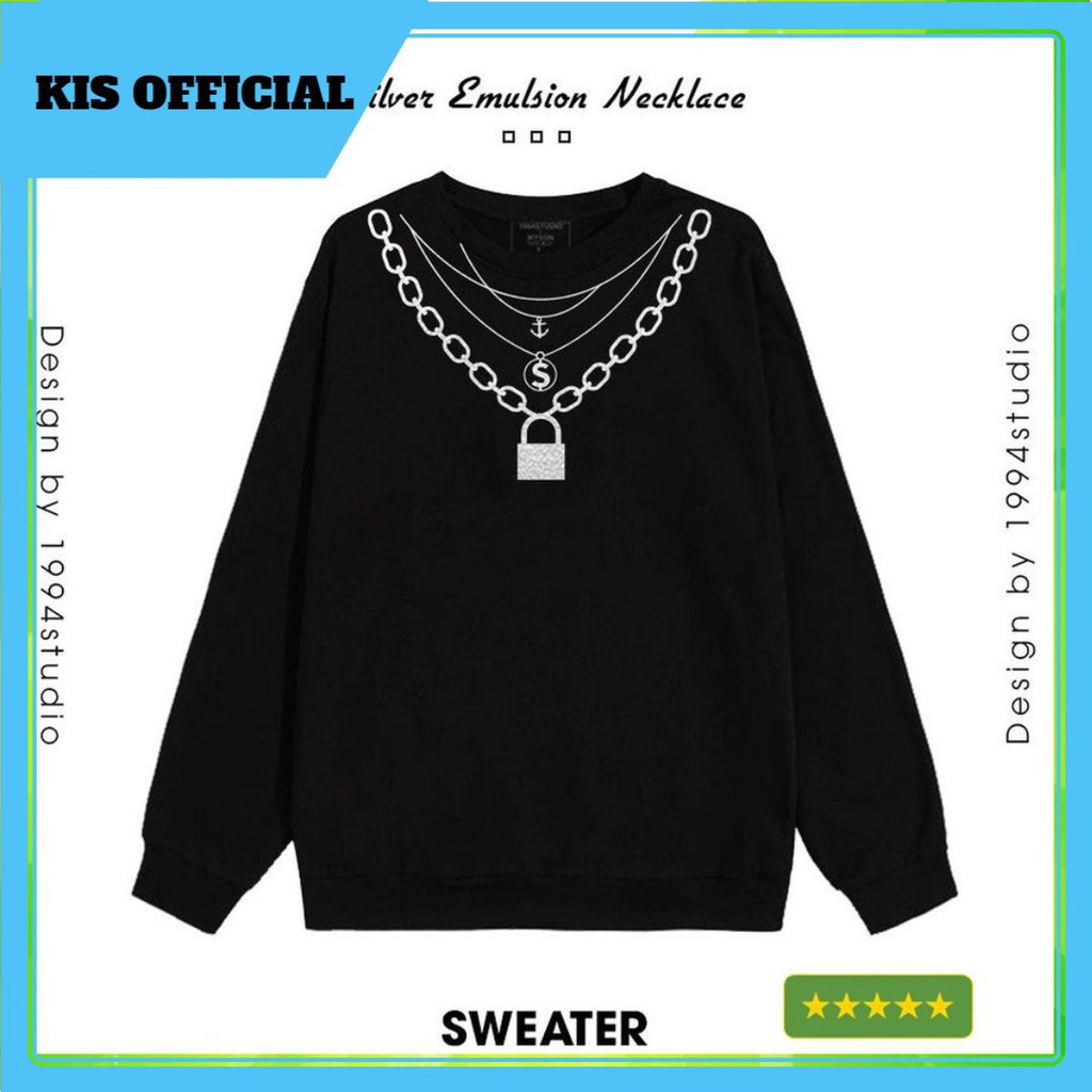 Áo Sweater Phản Quang 7 màu Hình Xích Khóa Áo Nỉ Nam Nữ Dài tay Unisex in hiệu ứng Hologram Áo Đôi Độc Đáo