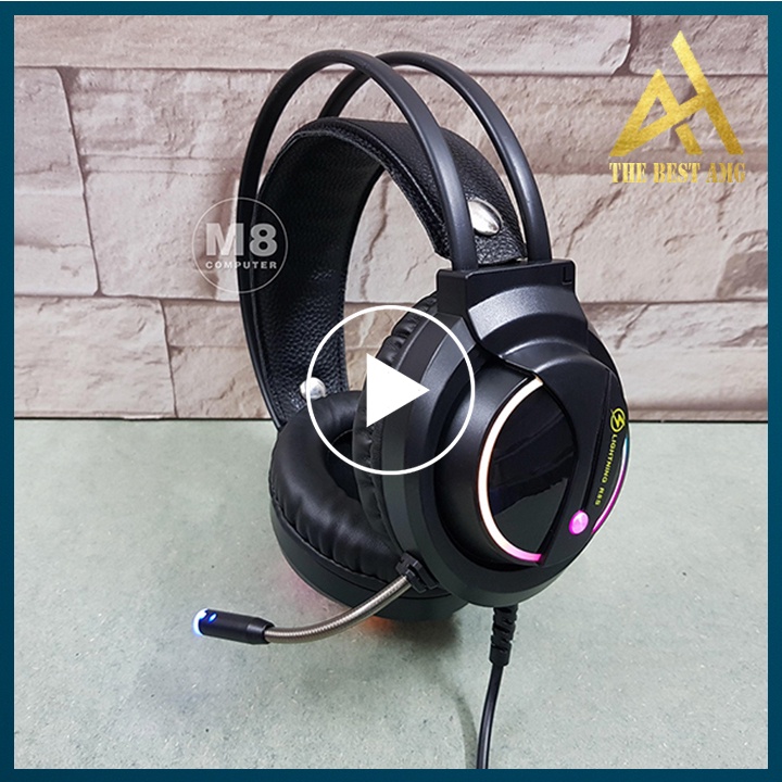 Tai Nghe Gaming LED RGB Có Mic Headphone Chụp Tai Có Rung LIGHTNING R8S - Tai Nghe Nhạc Máy Tính Laptop Game Thủ Có Dây