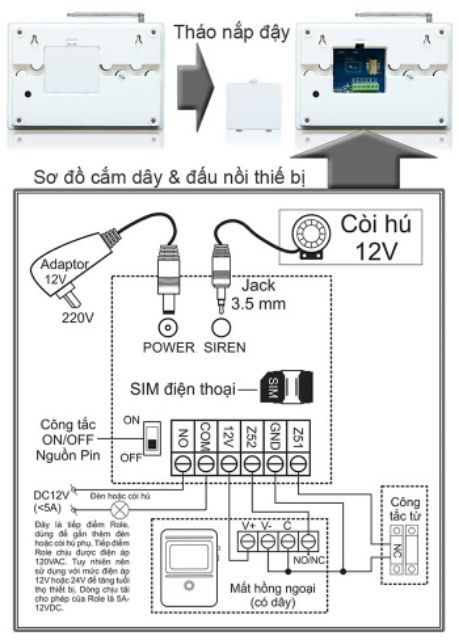 Báo trộm qua điện thoại dùng SIM AT-661 SIM