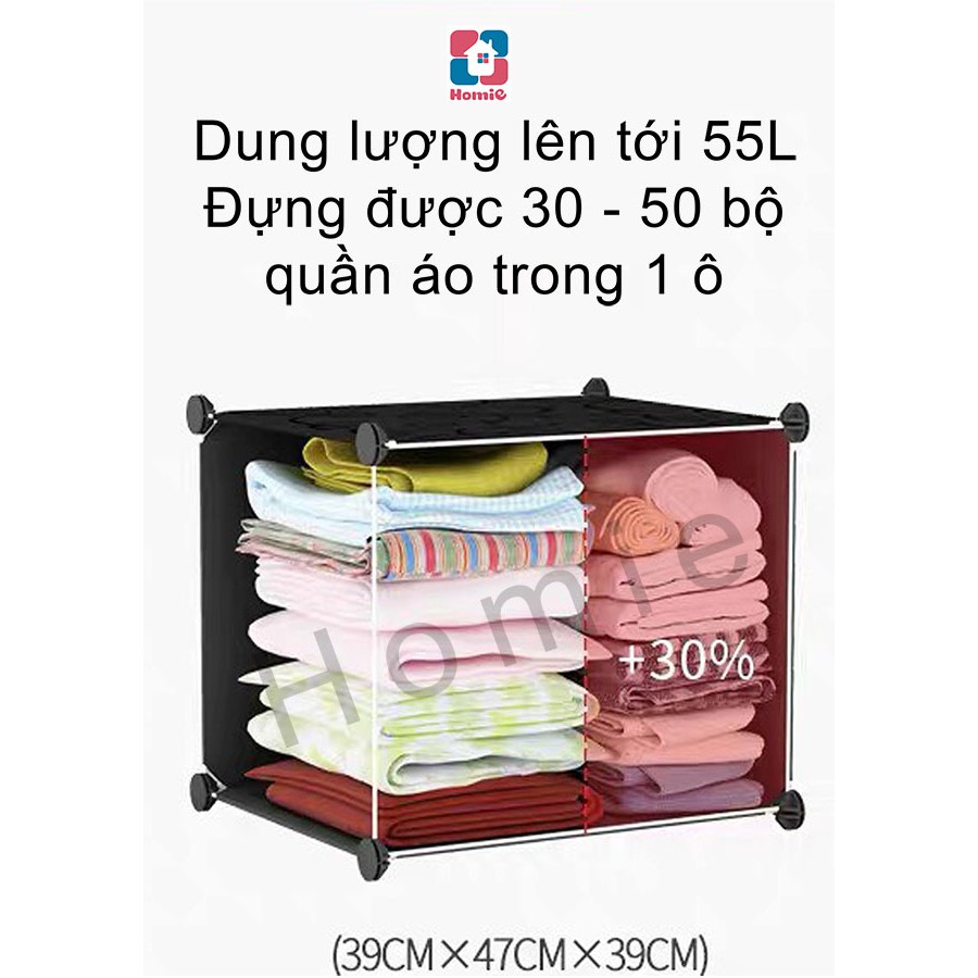 Tủ nhựa ghép 9 ô loại to sâu 47 - Tủ quần áo đa năng lắp ráp thông minh