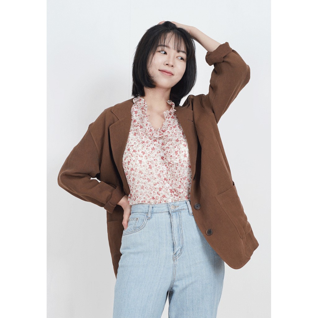 [gwilee] dropped linen jacket - áo khoác blazer vải linen cao cấp Hàn Quốc